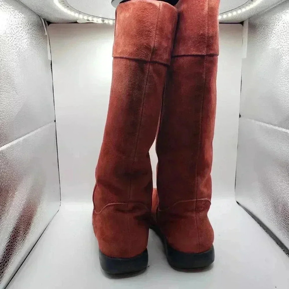 Santana Canada Sherpa Lined Knee Length Boots suede Leather Women's 8 M Red - Picture 3 of 9